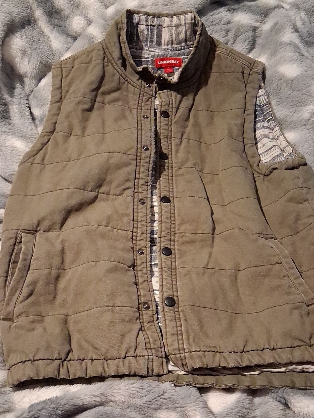 UNIONBAY Men's Quilted Olive Utility Vest